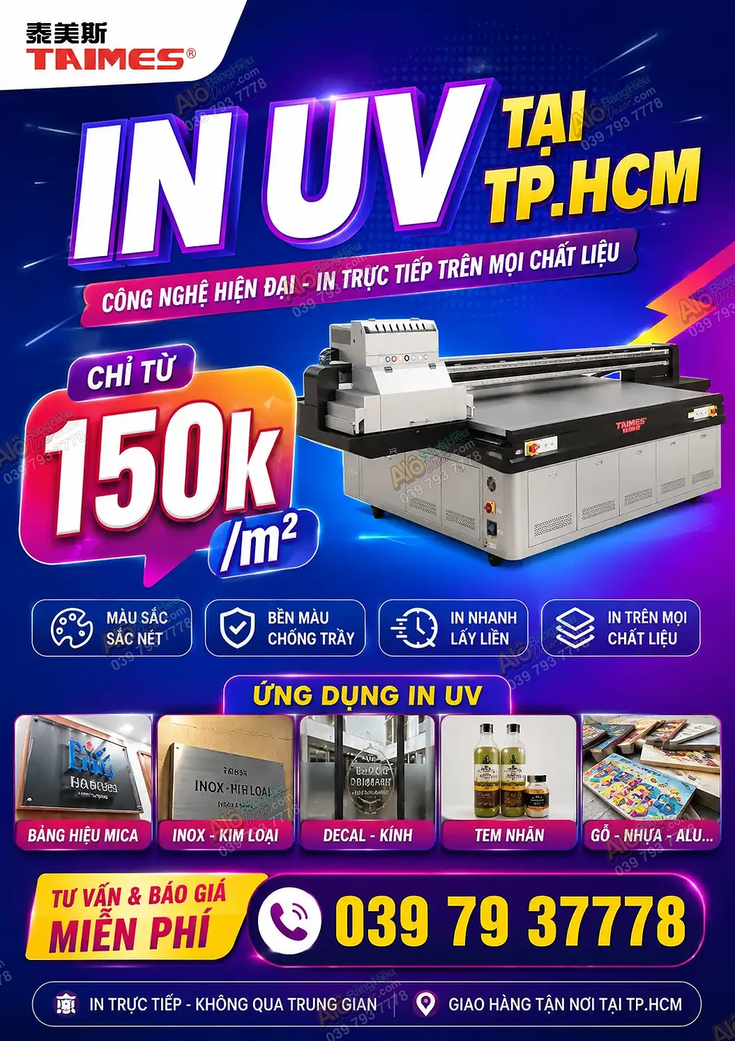 In UV Tại TP.HCM Giá Chỉ Từ 150K/m² – Sắc Nét, Bền Màu Trên Mọi Chất Liệu